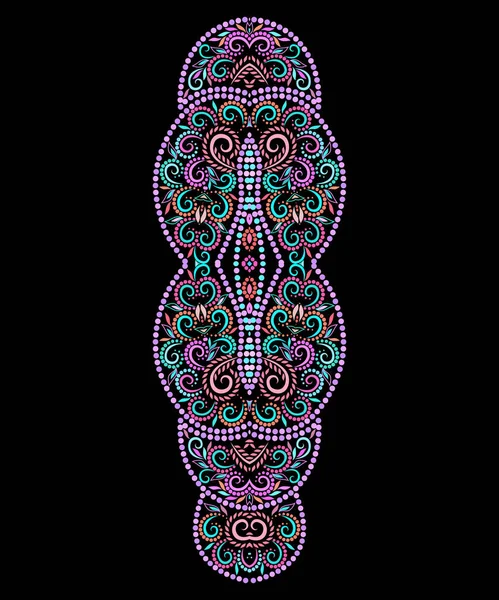 领口点缀的民族设计 花色艳丽的传统模式 绣花和女装用带有装饰元素和珠子的矢量印花 — 图库矢量图片