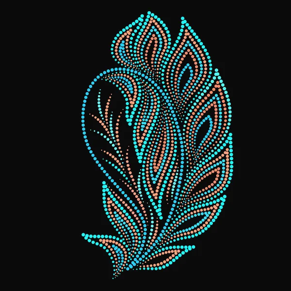 Paisley - Turkuaz halk sanatı nokta deseni. Geleneksel etnik süs. Nesne siyah arka planda izole edildi. Vektör baskısı.