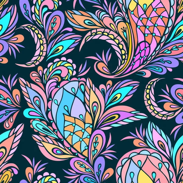 Pola tradisional mulus dengan paisley. Hiasan etnik. Sidik vektor. Gunakan untuk wallpaper, desain tekstil. - Stok Vektor