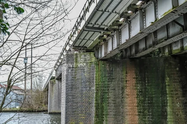 Ponte Ferroviária Ferro Sobre Rio Bure Aldeia Hoveton Wroxham — Fotografia de Stock