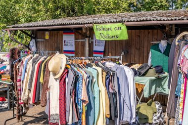  Sheringham, Norfolk, İngiltere - 14 Eylül 2019. 1940 'larda Holt ve Sheringham' da her yıl düzenlenen ücretsiz ve açık olan 40 'lı yılların kıyafetleri sergilenmekte.