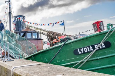 Great Yarmouth, Norfolk, İngiltere, 08 Eylül 2019. Yarmouth Denizcilik Festivali sırasında yakalanan geleneksel bir buhar gemisi olan Lydia Eva 'nın illüstrasyon fotoğrafı