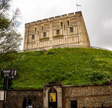 Norwich, Norfolk, UK - April 28 2019. An illustrative editorial photo of  the historic Norwich Castle in the city of Norwich Norfolk. This castle was once used to protect the city, however it is now a museum. clipart