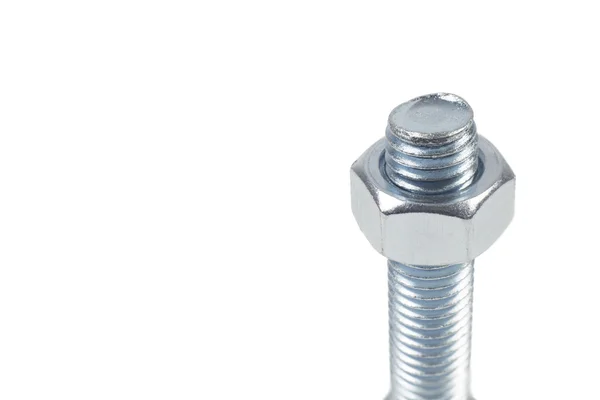 Metalen Nut en Bolt geïsoleerd op witte achtergrond — Stockfoto