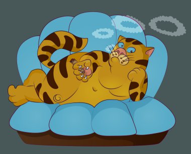 On the sofa cat smoking a cigar clipart