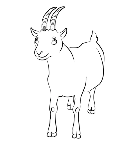 Imagen en blanco y negro de una cabra — Vector de stock