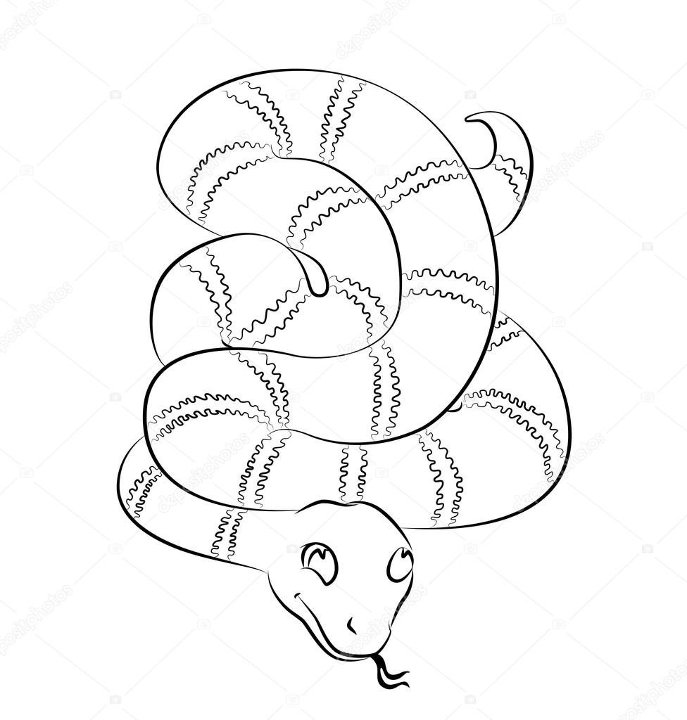 Immagine in bianco e nero serpente perfetto per libri da colorare per bambini e non solo — Vettoriali di tatiana3337
