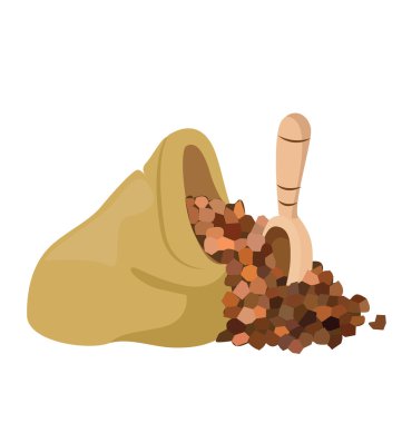 Bir kürek ile bir çanta içinde buğday