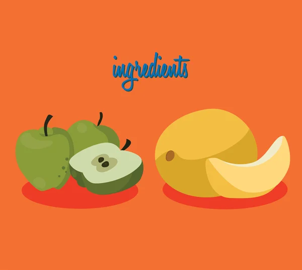Żywności. Składniki - jabłka i melon — Wektor stockowy