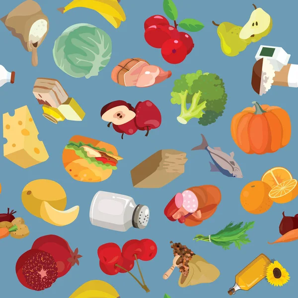 Étel Gyümölcsök Zöldségek Zsírok Hús Gabonafélék Tejtermékek Kényelme Érdekében Minden — Stock Vector