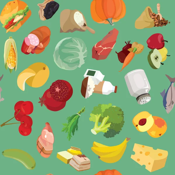 Jídlo Ovoce Zelenina Tuky Maso Obiloviny Mléčné Výrobky Pro Vaše — Stockový vektor
