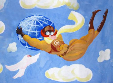 Pacific avaitor dünya barışını desteklemeye çalışıyor. Bu askeri karşıtı bir görüntü. Görüntü DIY.