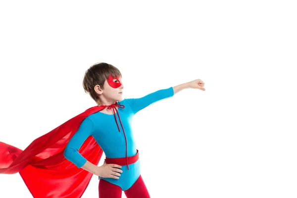 Boy playing a superhero isolated. — Stock Photo, Image