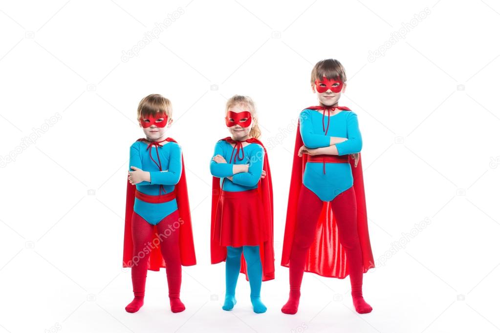 Kids superheroes. on white background.