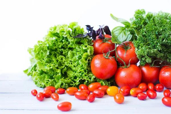 Fresh tomato and herbs closeup. — Stock Photo, Image