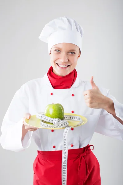 Chef woman. Isolated over white background — Stock Photo, Image