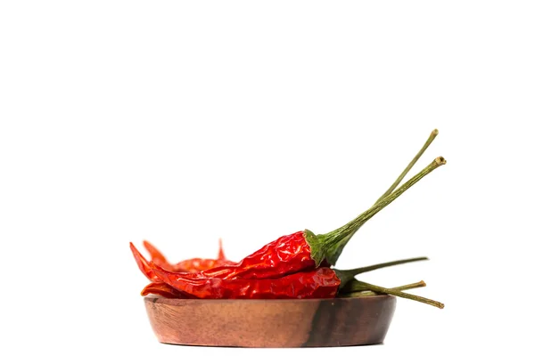 Dried Hot Chili Peppers Isolated on White Background — Stock Photo, Image