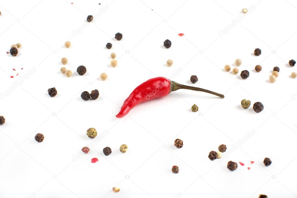 Colored Peppers Mix with red chili pepper. Pepper spices