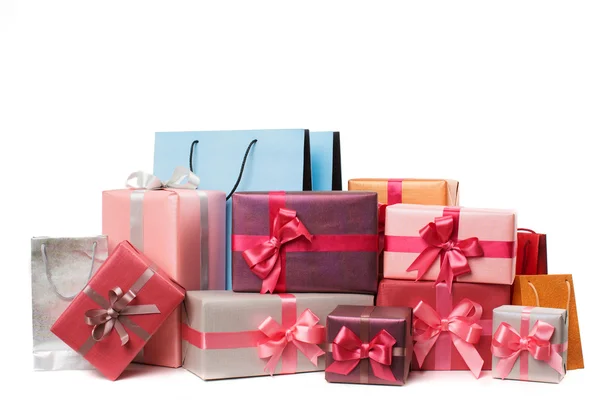 Boxes with gifts isolated on white background — Stock Photo, Image