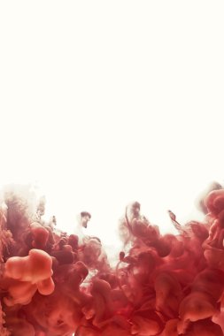 su, mürekkep üzerinde beyaz izole su bulutu içinde dönen mürekkep. soyut afiş boyalar.