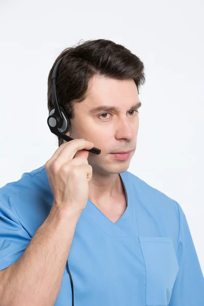 Doktor se sluchátky — Stock fotografie