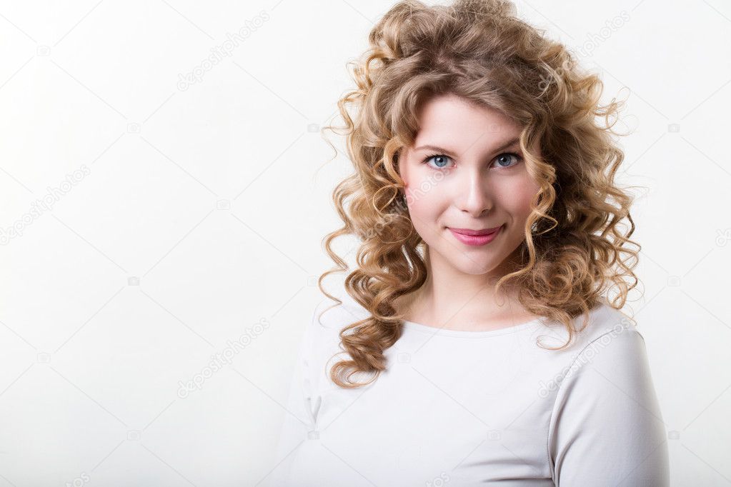 Beautiful Woman with long curly hairstyle