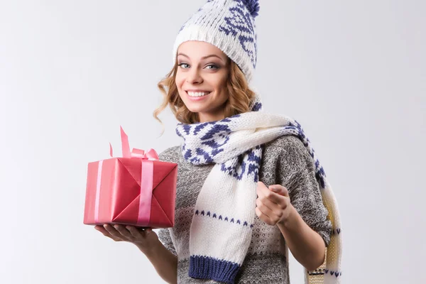 Portrait woman celebrating Xmas and Happy New year. — Stock Photo, Image