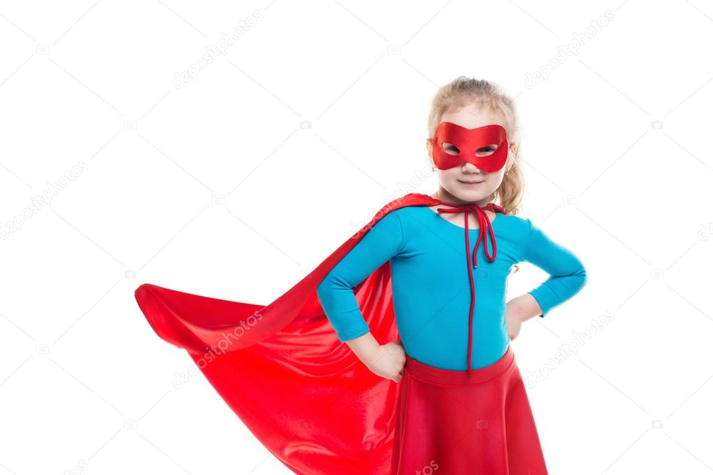 Superhero kid isolated.