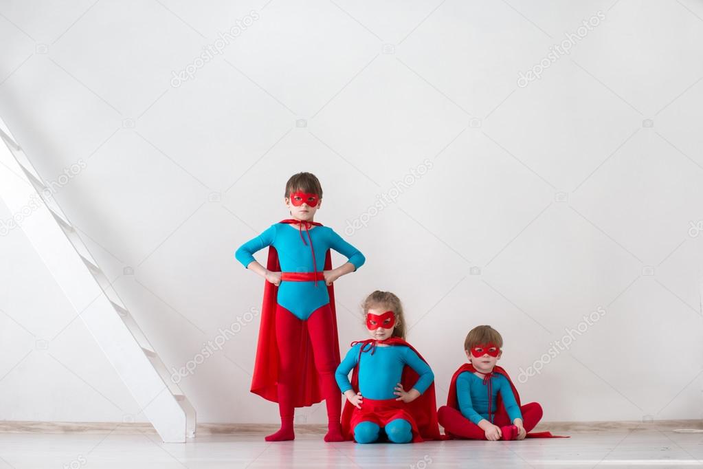 Team of superheroes. Kids superheroes. 