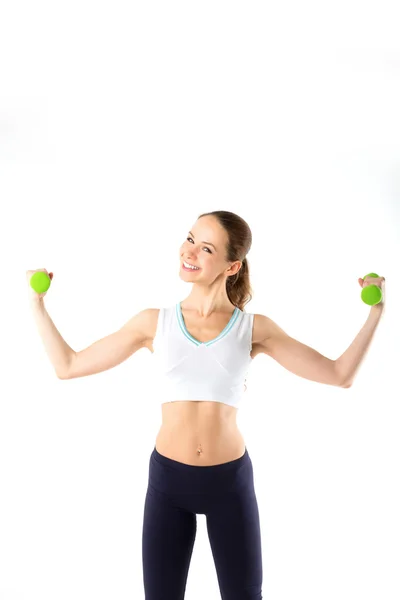 Woman with dumbbells. — Stock Photo, Image