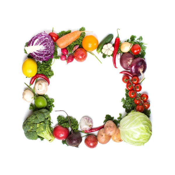 Colorful vegetable frame, healthy food concept. — Stock Photo, Image