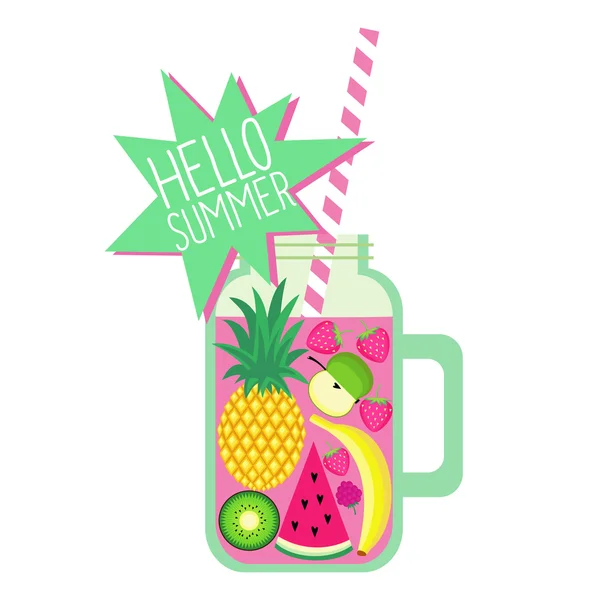 果汁和水果图案 — 图库矢量图片