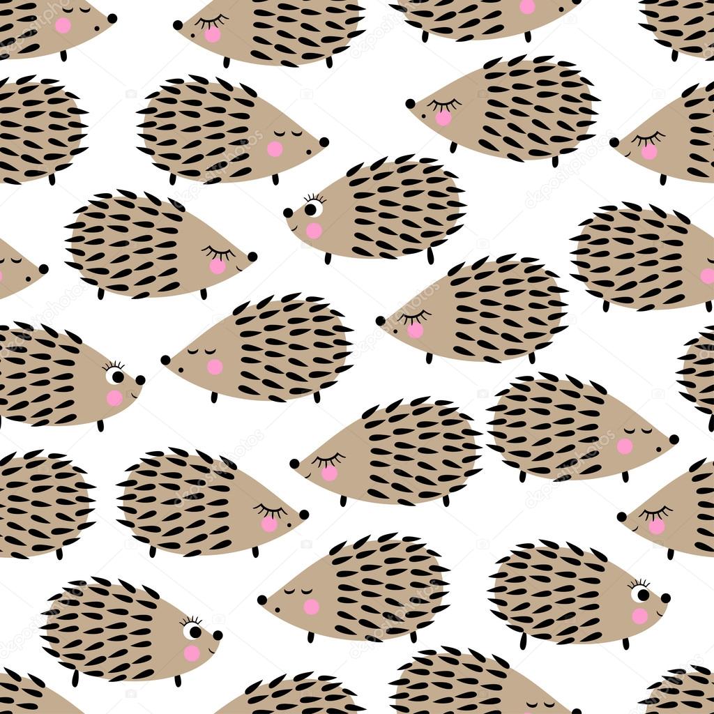 pattern with hedgehogs animals