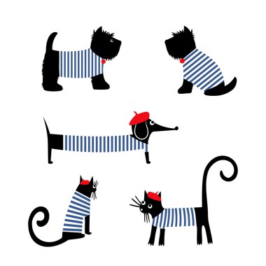 French style animals set.  clipart