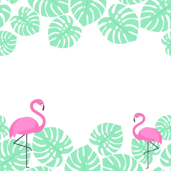 Folhas de palma e flamingos —  Vetores de Stock