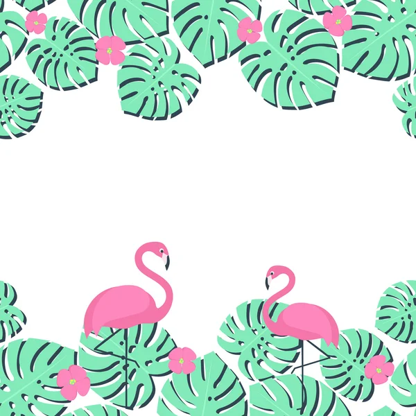 Folhas de palma e flamingos —  Vetores de Stock