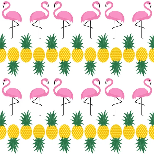 Padrão sem costura Flamingos com abacaxis —  Vetores de Stock