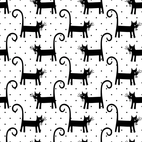 Chat noir motif sans couture — Image vectorielle