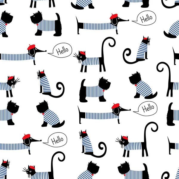 French style animals seamless pattern — Stock Vector