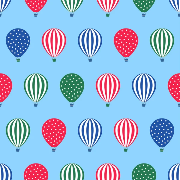 Nahtloses Muster bei Heißluftballons. — Stockvektor