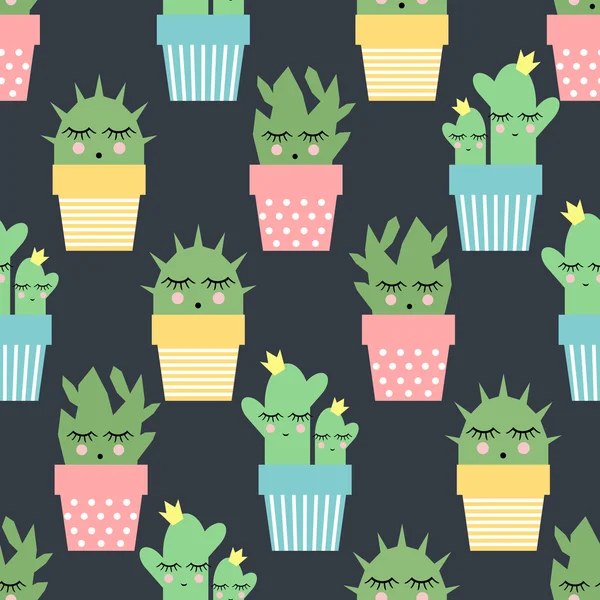 Cute pots seamless pattern — Stock Vector
