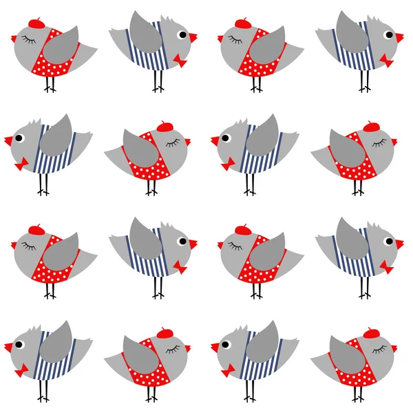 Oiseaux motif sans couture — Image vectorielle