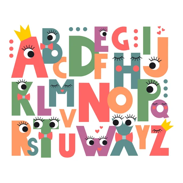 Cartoon-Alphabet mit Augen — Stockvektor
