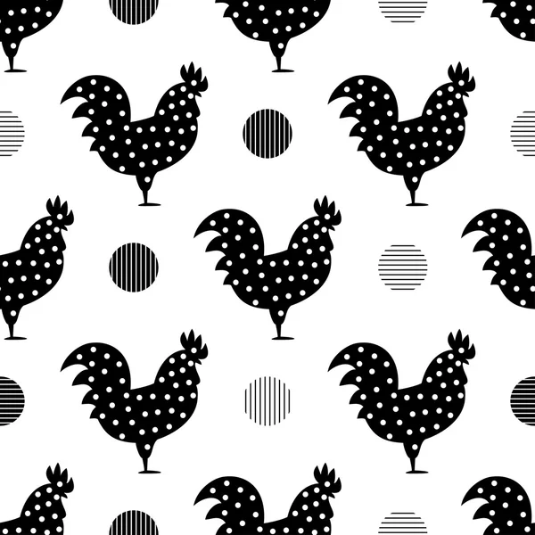 Roosters with decorative dots. — Stock Vector