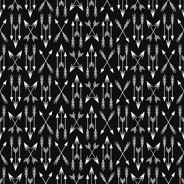 Vector patrón étnico monocromo sin costura con flechas . — Archivo Imágenes Vectoriales