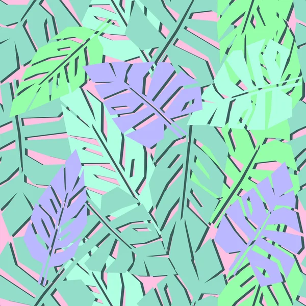 Tropiska blad sömlösa mönster. — Stock vektor