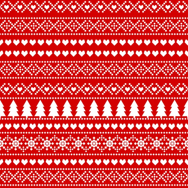 Seamless Christmas background, card - Scandinavian sweater style. — Stock Vector