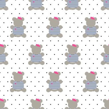 Sevimli çizgi Fransız tarzı giyinmiş oyuncak ayı vektör çizim