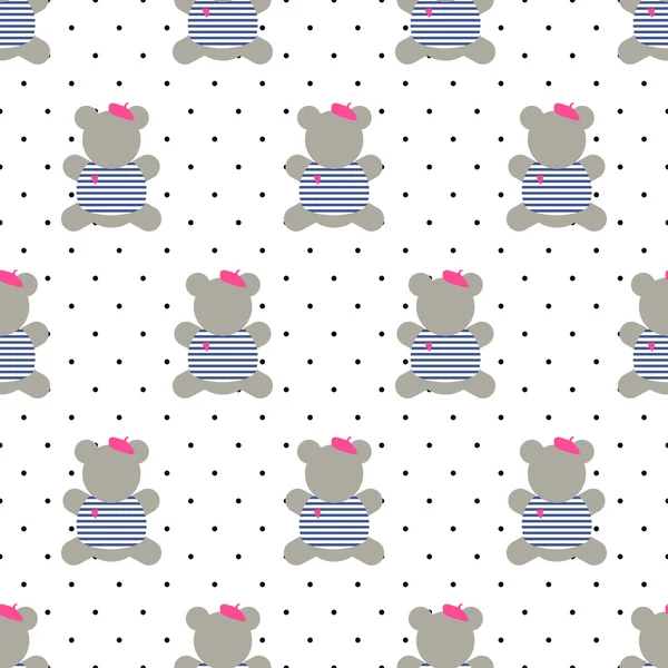 Sevimli çizgi Fransız tarzı giyinmiş oyuncak ayı vektör çizim