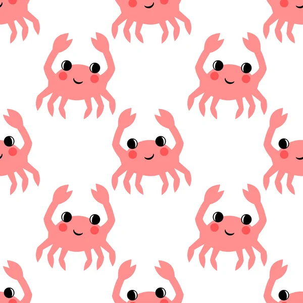 Dessin animé drôle crabe motif sans couture . — Image vectorielle